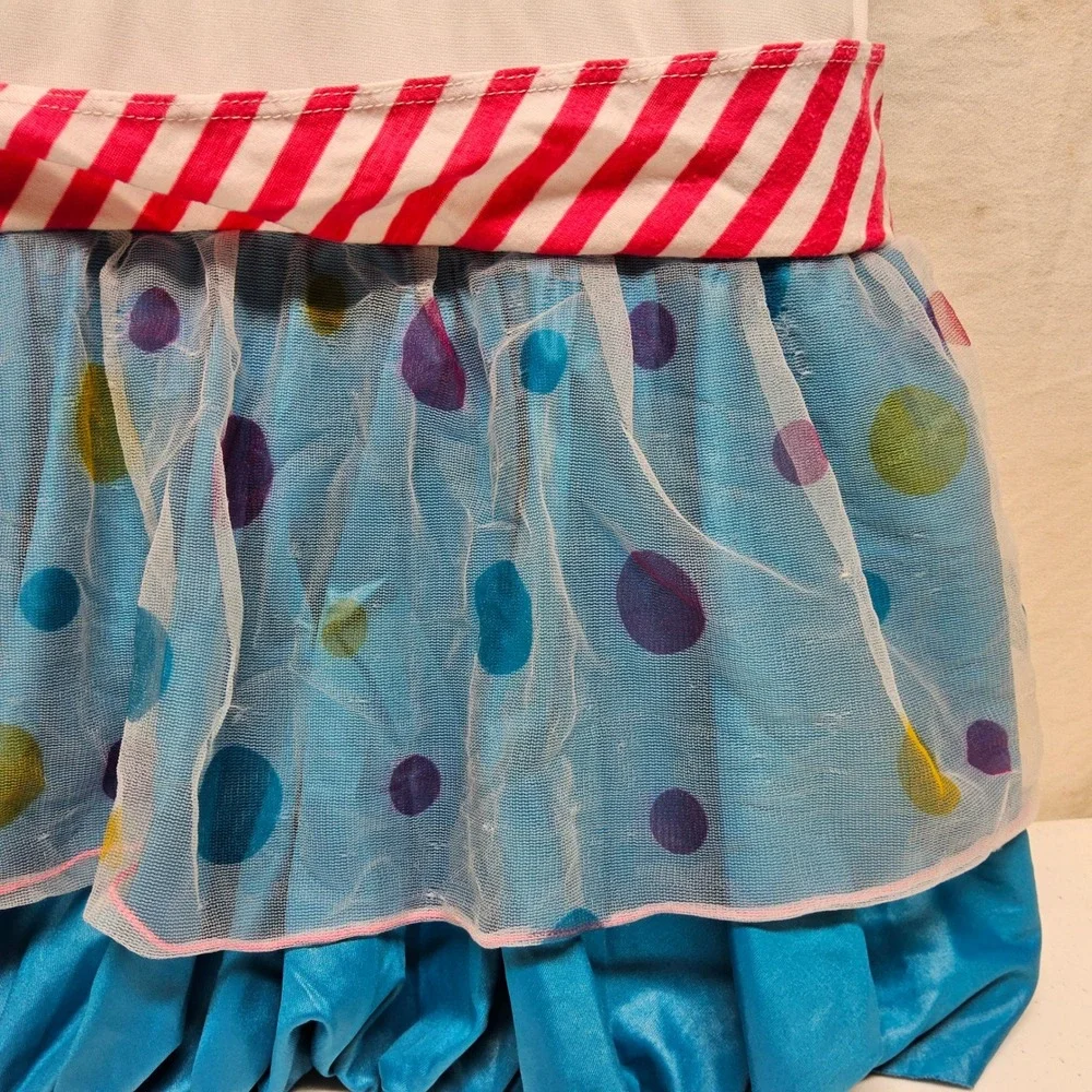Spirit Halloween Dotsy Clown Costume Dress Girls XXL 14-16 White Blue Polka Dot - Picture 9 of 10
